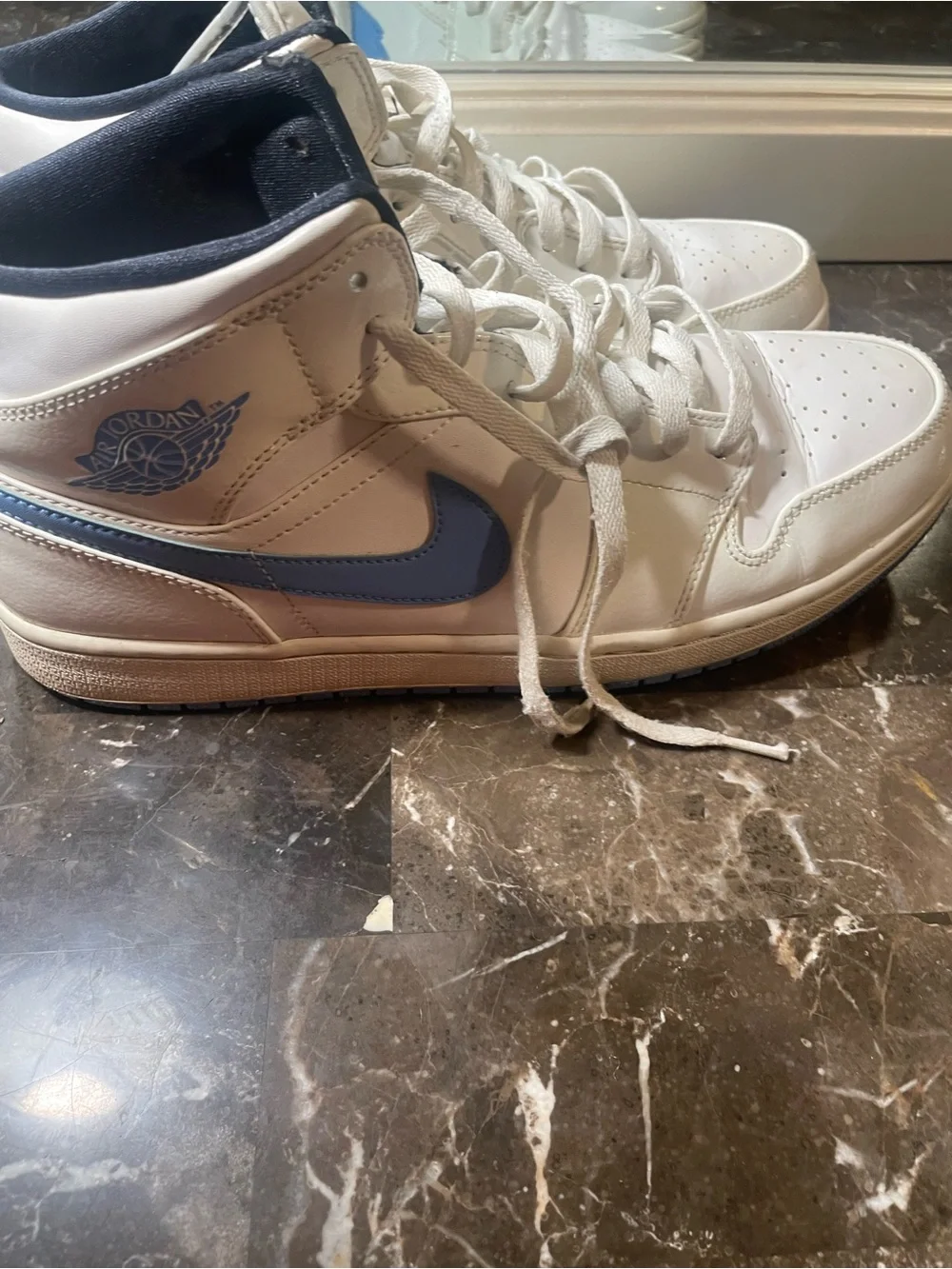 Jordan Mid-Top Sneakers in White and Light Blue